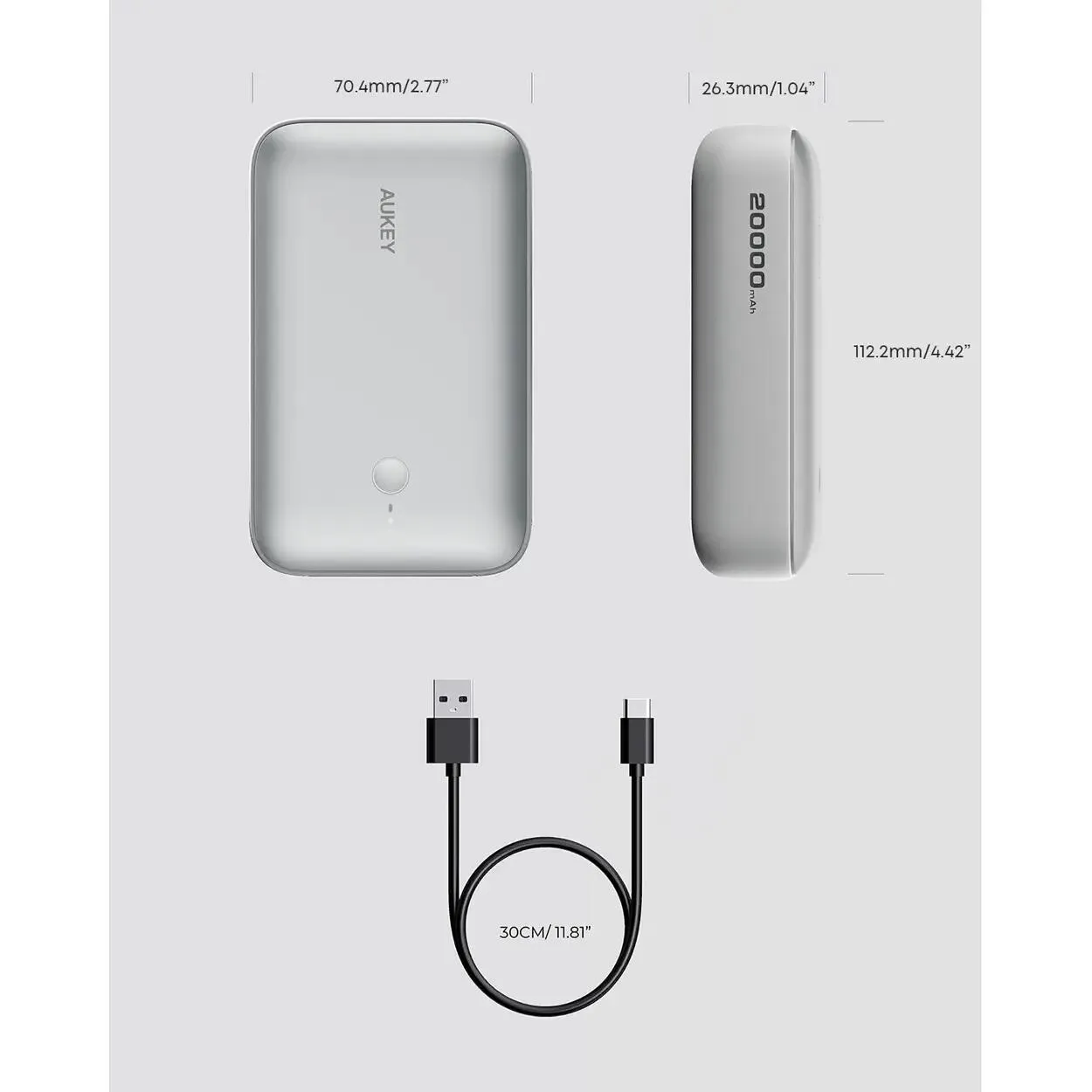 AUKEY Spark Mini 20000mAh Fast Charging Power Bank – Frost White — AUKEY Spark Mini 20000mAh Fast Charging Power Bank – Frost White