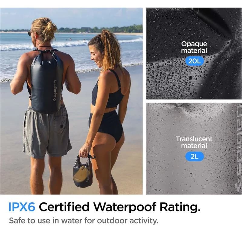 Spigen Aqua Shield vodootporna torba 20 L + dodatna 2 L - crna — Spigen Aqua Shield vodootporna torba 20 L + dodatna 2 L - crna