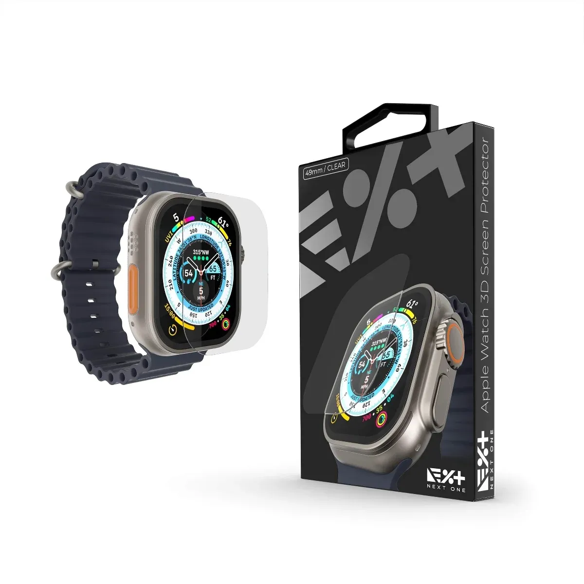 Next One zaštita zaslona za Apple Watch Ultra - prozirna — Next One zaštita zaslona za Apple Watch Ultra - prozirna