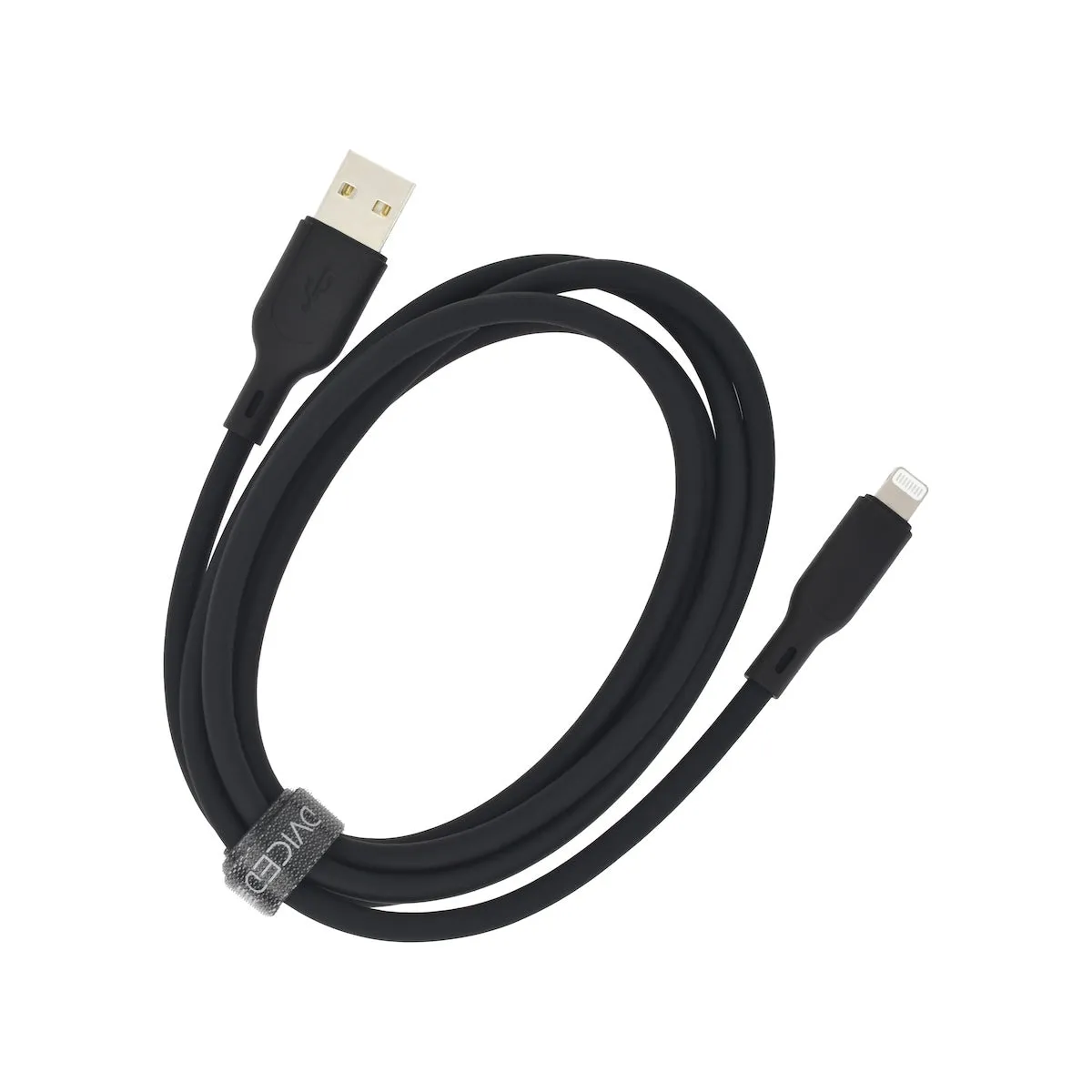 Dviced USB-A na Lightning silikonski kabel (1,25m) - crni — Dviced USB-A na Lightning silikonski kabel (1,25m) - crni