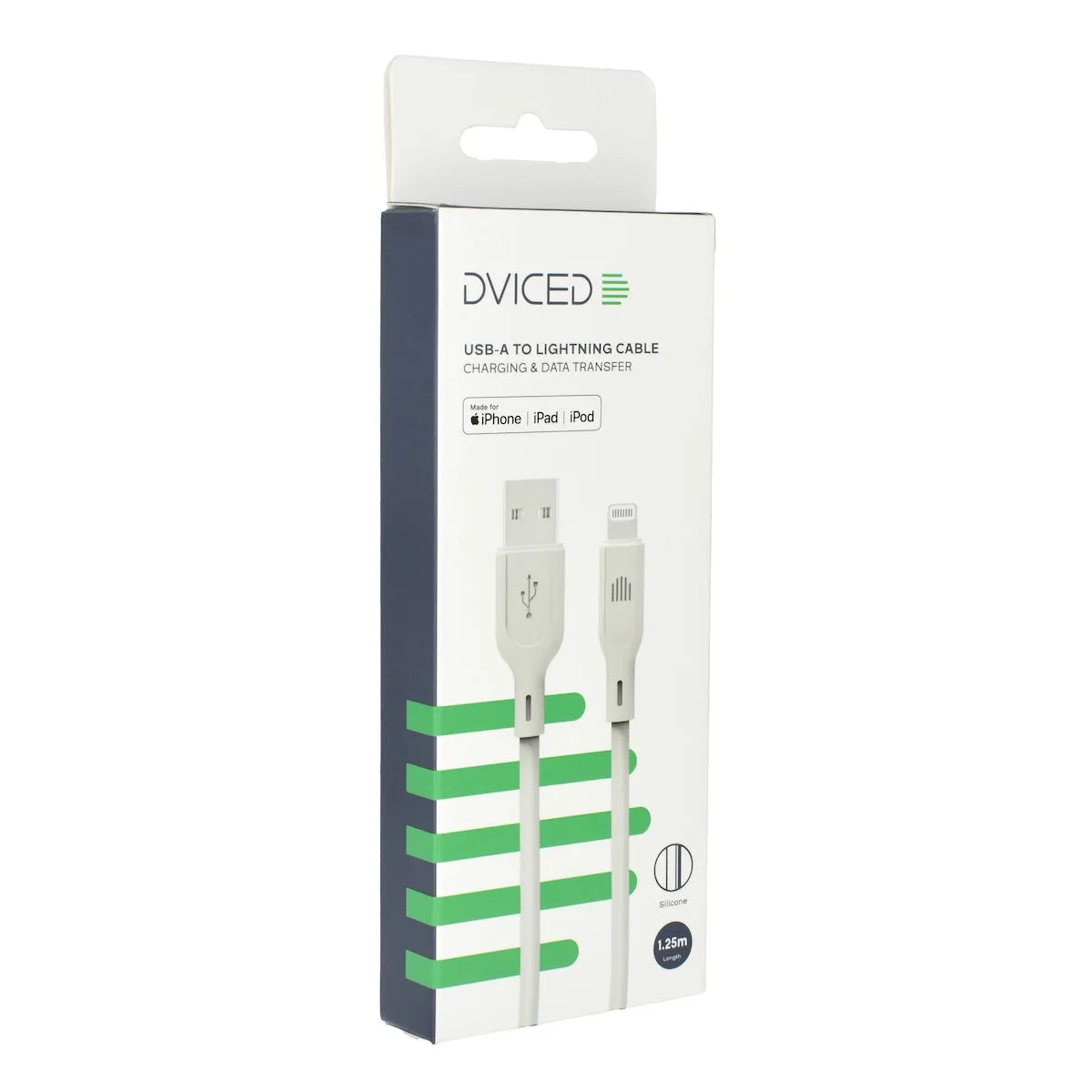 Dviced USB-A na Lightning silikonski kabel (1,25m) - bijeli — Dviced USB-A na Lightning silikonski kabel (1,25m) - bijeli