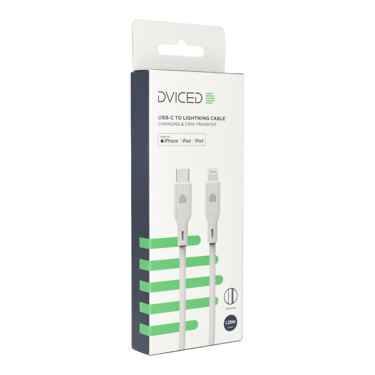 Dviced USB-C na Lightning silikonski kabel (1,25m) - bijeli — Dviced USB-C na Lightning silikonski kabel (1,25m) - bijeli