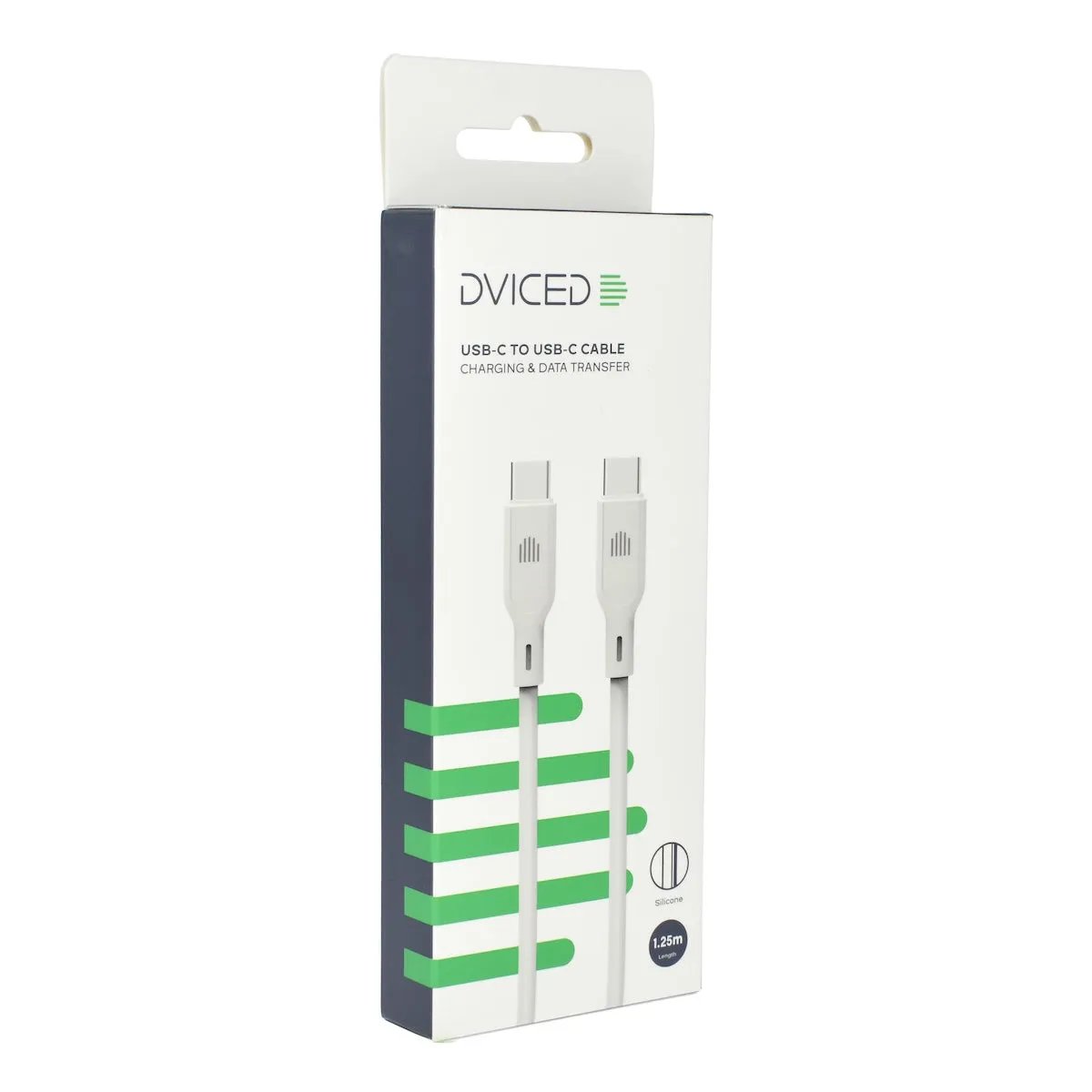 Dviced USB-C na USB-C silikonski kabel (1,25m) - bijeli — Dviced USB-C na USB-C silikonski kabel (1,25m) - bijeli