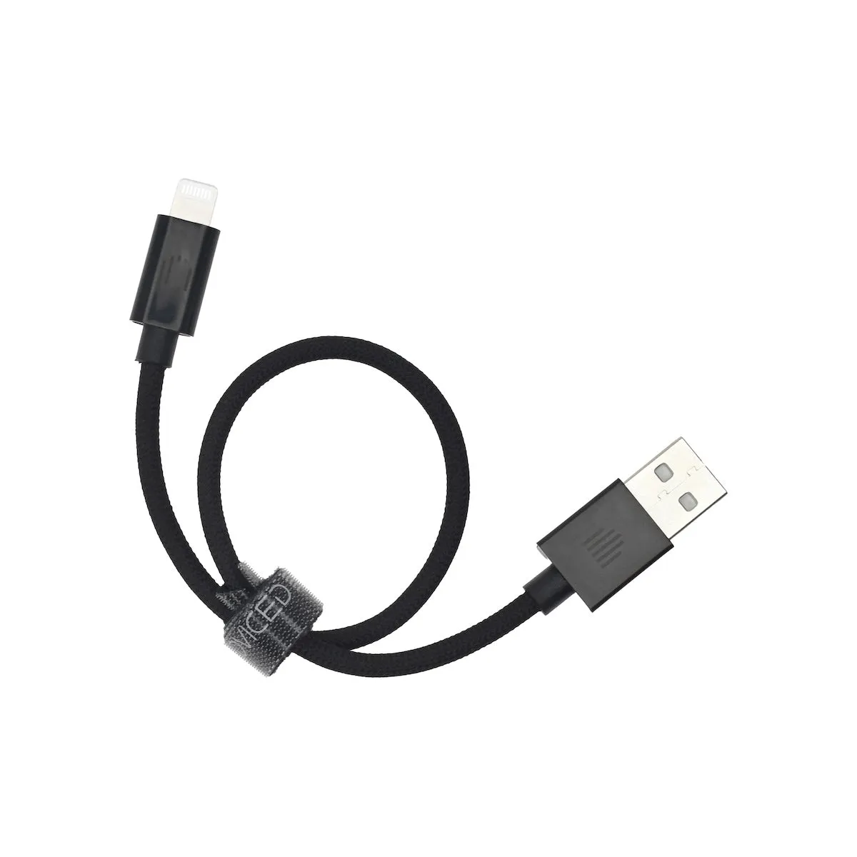 Dviced Cable USB-A to Lightning Nylon Textile 0,25m - crni — Dviced Cable USB-A to Lightning Nylon Textile 0,25m - crni