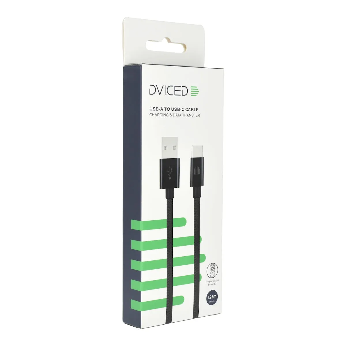 Dviced Cable USB-A to USB-C Nylon Textile 1,25m - crni — Dviced Cable USB-A to USB-C Nylon Textile 1,25m - crni