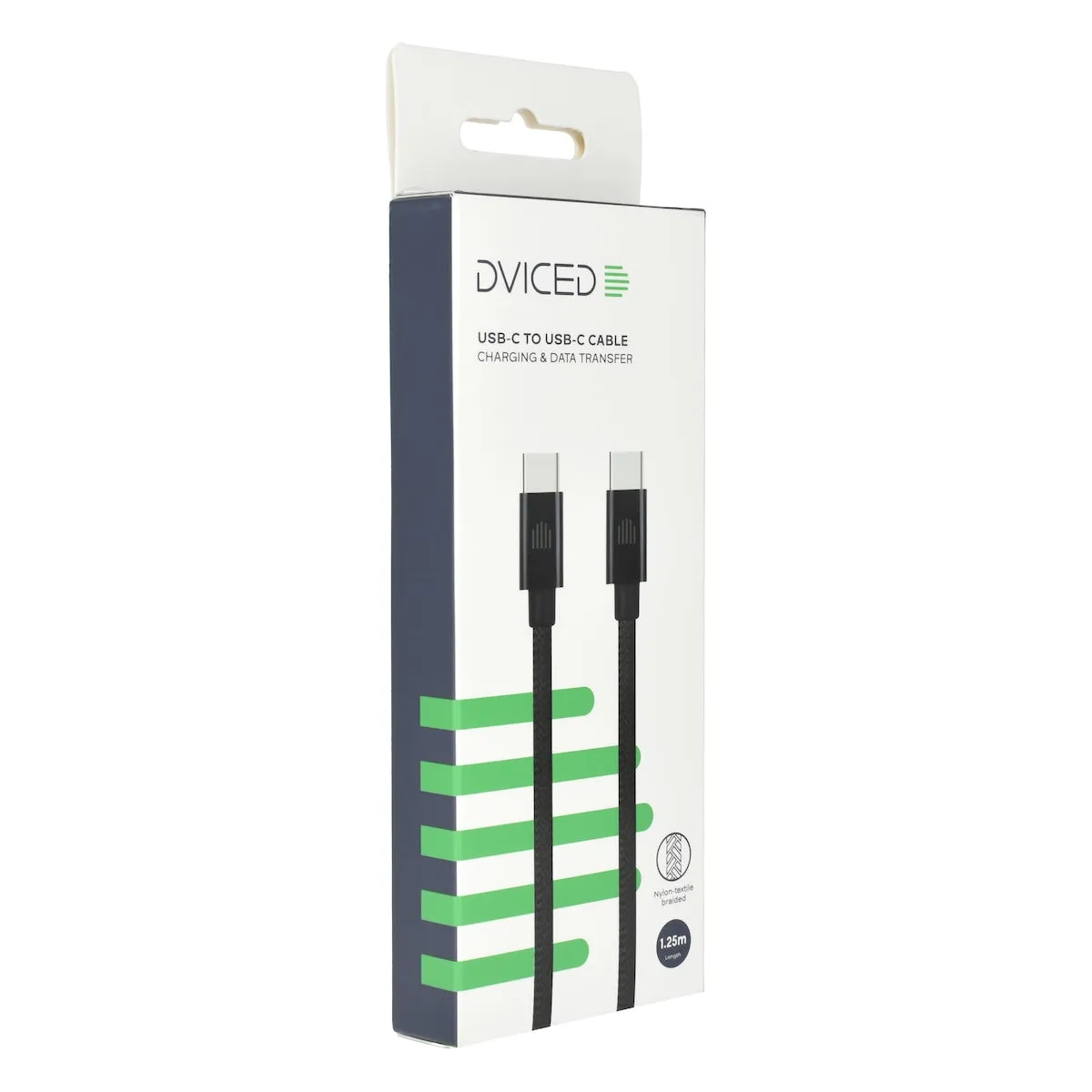Dviced Cable USB-C to USB-C Nylon Textile 1,25m - crni — Dviced Cable USB-C to USB-C Nylon Textile 1,25m - crni
