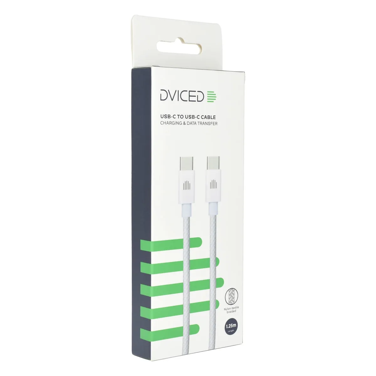 Dviced Cable USB-C to USB-C Nylon Textile 1,25m - bijeli — Dviced Cable USB-C to USB-C Nylon Textile 1,25m - bijeli