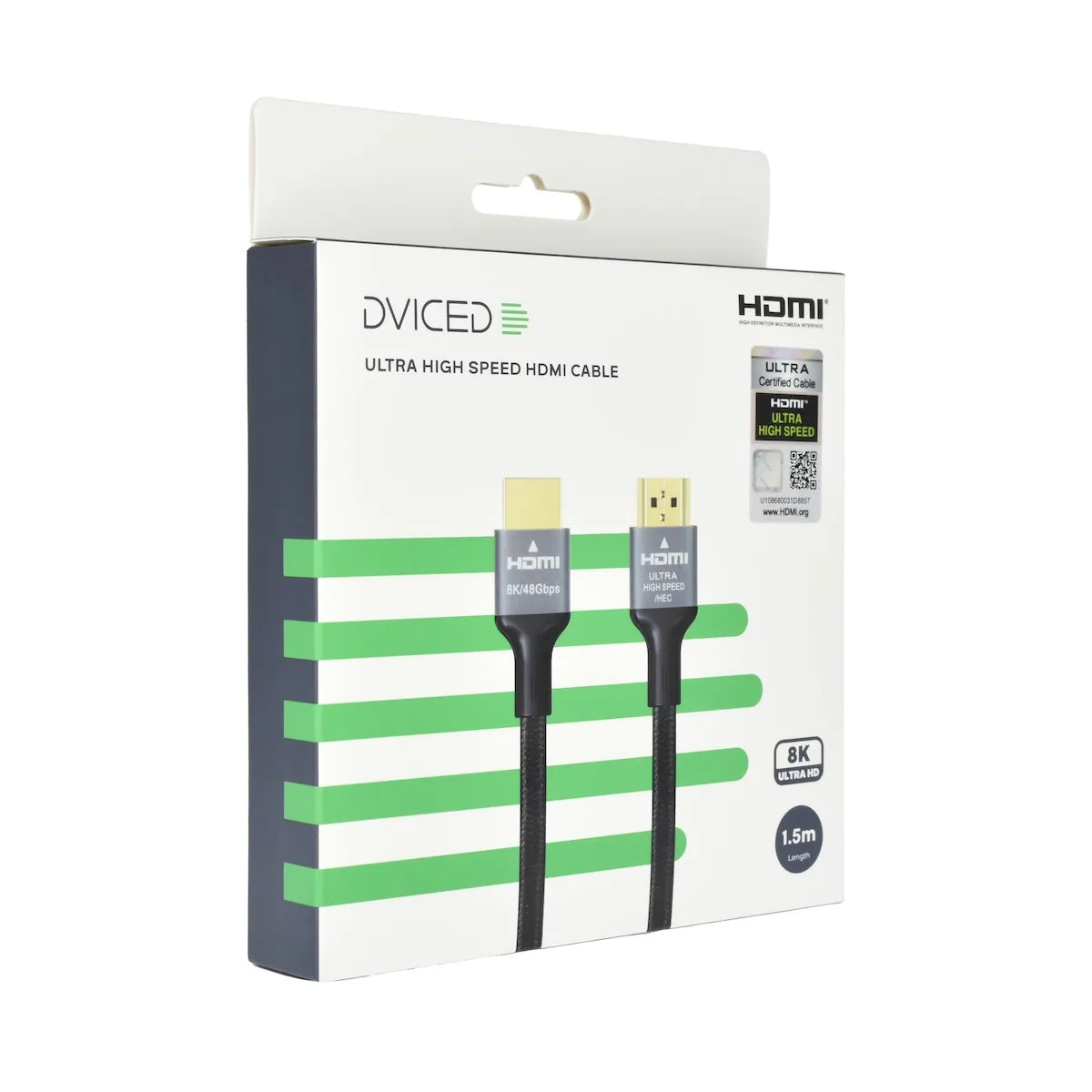 Dviced HDMI pleteni kabel (1,5m) - crni — Dviced HDMI pleteni kabel (1,5m) - crni