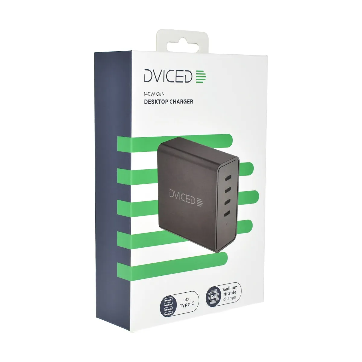 Dviced Stolni punjač 140 W GaN s 4× USB-C – crni — Dviced Stolni punjač 140 W GaN s 4× USB-C – crni