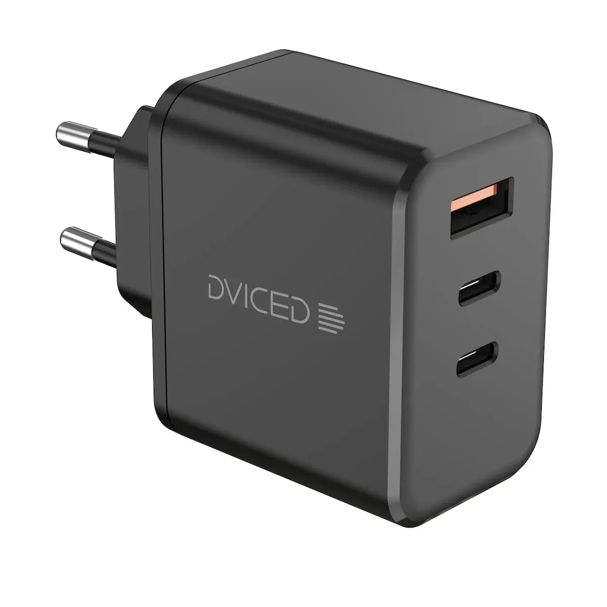 Dviced zidni punjač 140 W GaN (2x USB-C, 1x USB-A) - crni — Dviced zidni punjač 140 W GaN (2x USB-C, 1x USB-A) - crni