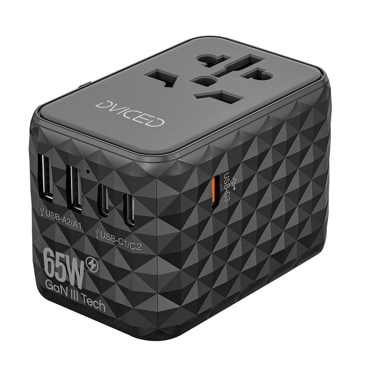 Dviced univerzalni putni adapter 65 W GaN - crni — Dviced univerzalni putni adapter 65 W GaN - crni
