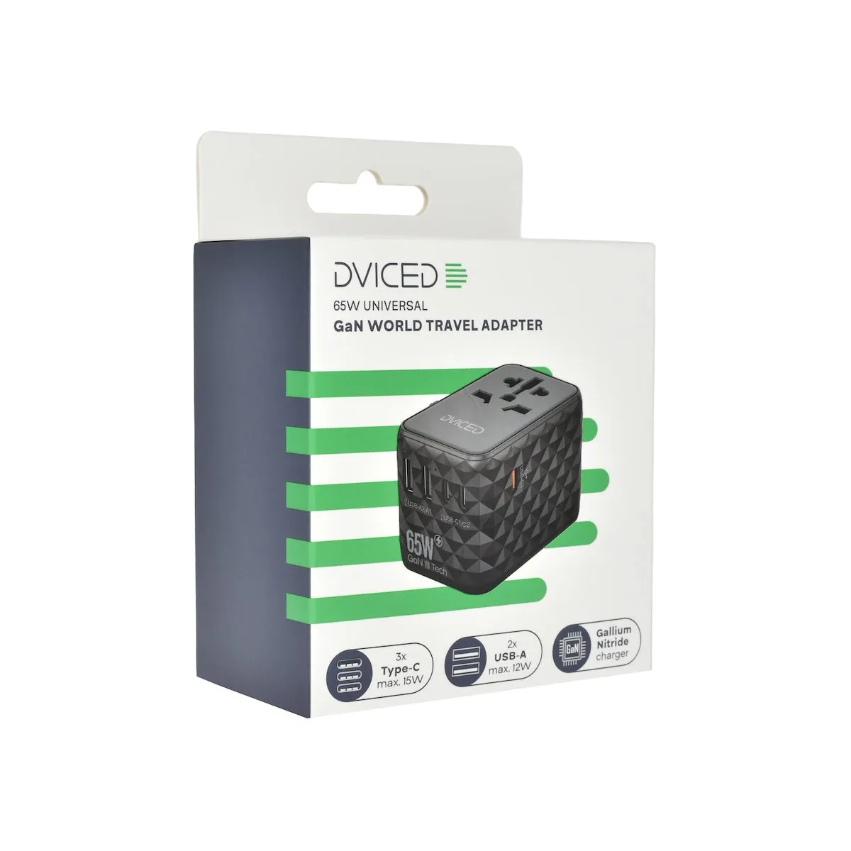 Dviced univerzalni putni adapter 65 W GaN - crni — Dviced univerzalni putni adapter 65 W GaN - crni