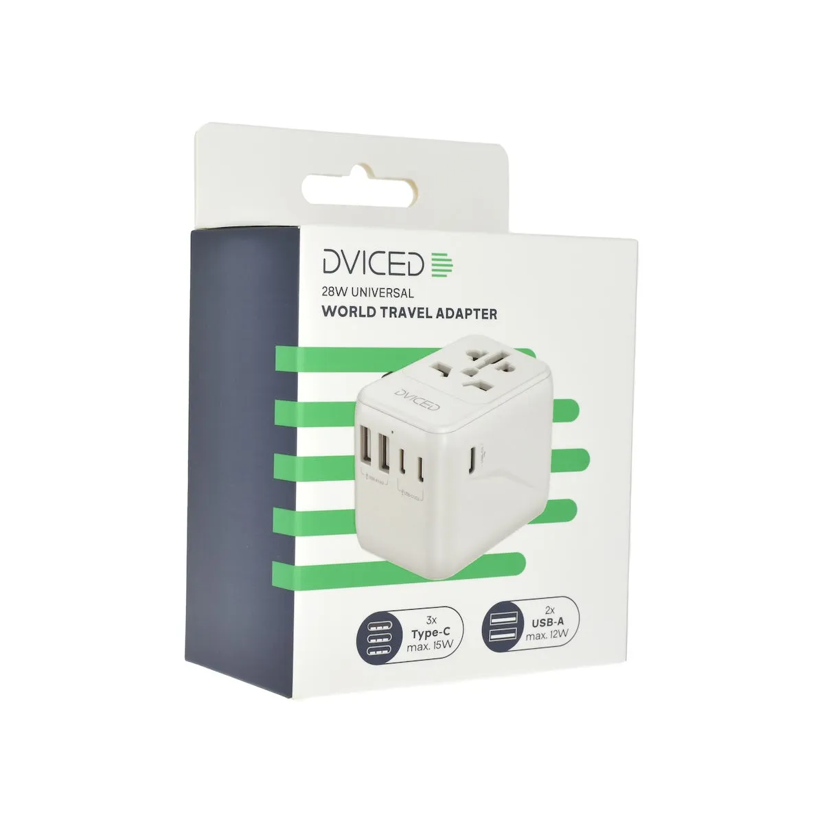 Dviced univerzalni putni adapter 28 W - bijeli — Dviced univerzalni putni adapter 28 W - bijeli