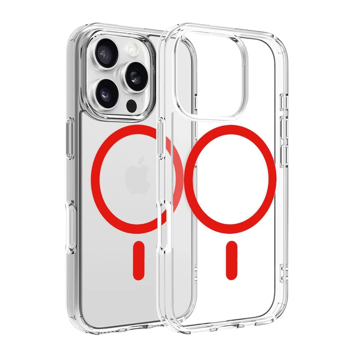 Dviced MagSafe clear case za iPhone 16 Pro - crveni — Dviced MagSafe clear case za iPhone 16 Pro - crveni