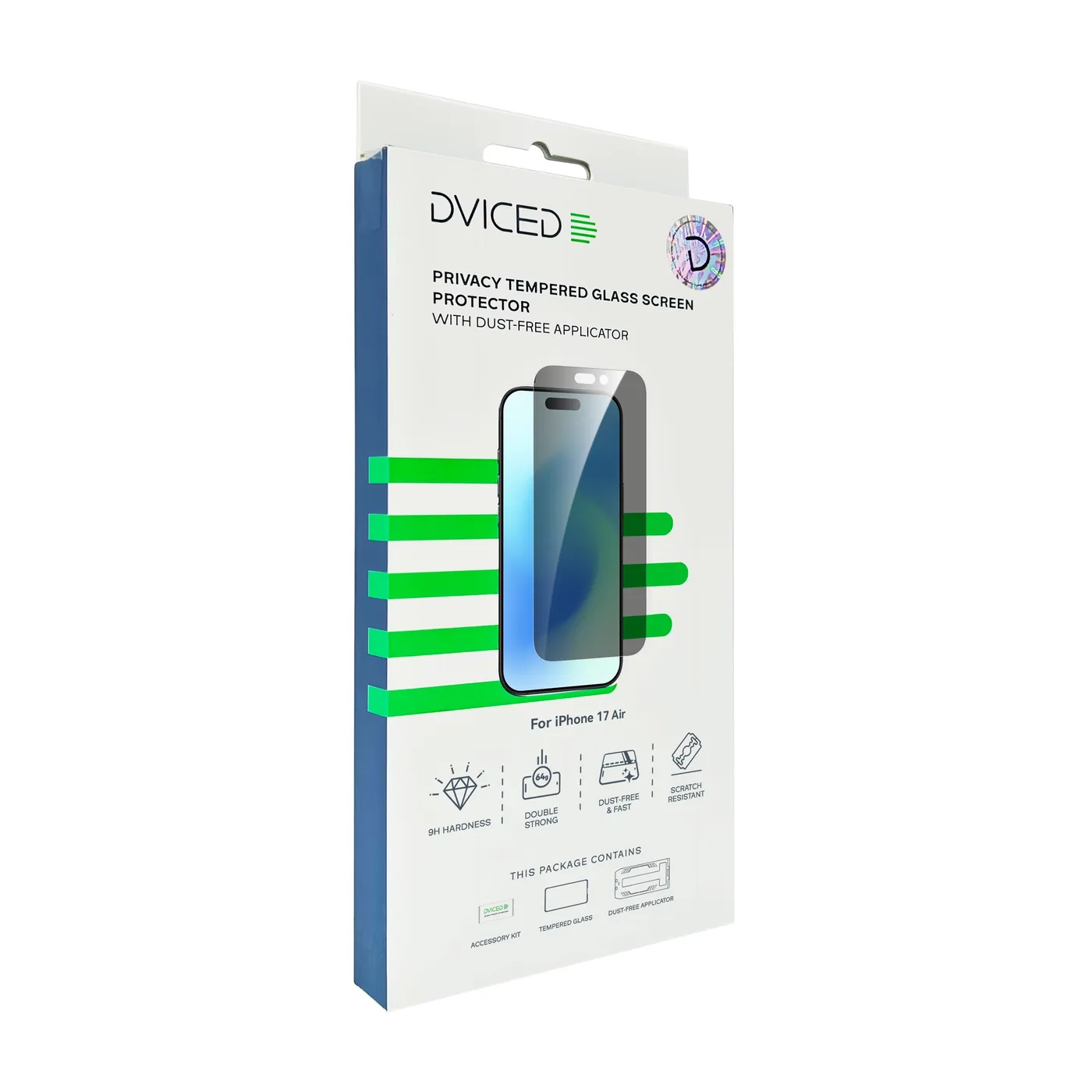 Dviced Privacy ojačano zaštitno staklo za zaslon s aplikatorom za iPhone 17 Pro — Dviced Privacy ojačano zaštitno staklo za zaslon s aplikatorom za iPhone 17 Pro