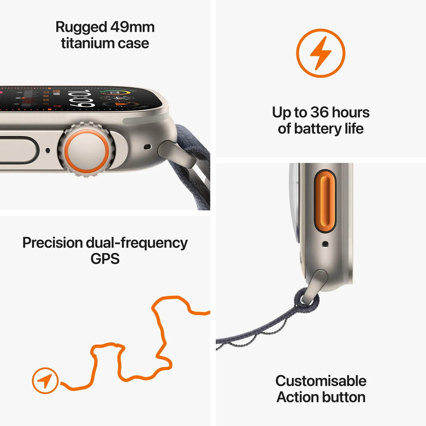 Apple Watch Ultra 2 GPS + Cellular 49mm - kućište od titana s plavom/crnom Trail Loopom - S/M — Apple Watch Ultra 2 GPS + Cellular 49mm - kućište od titana s plavom/crnom Trail Loopom - S/M