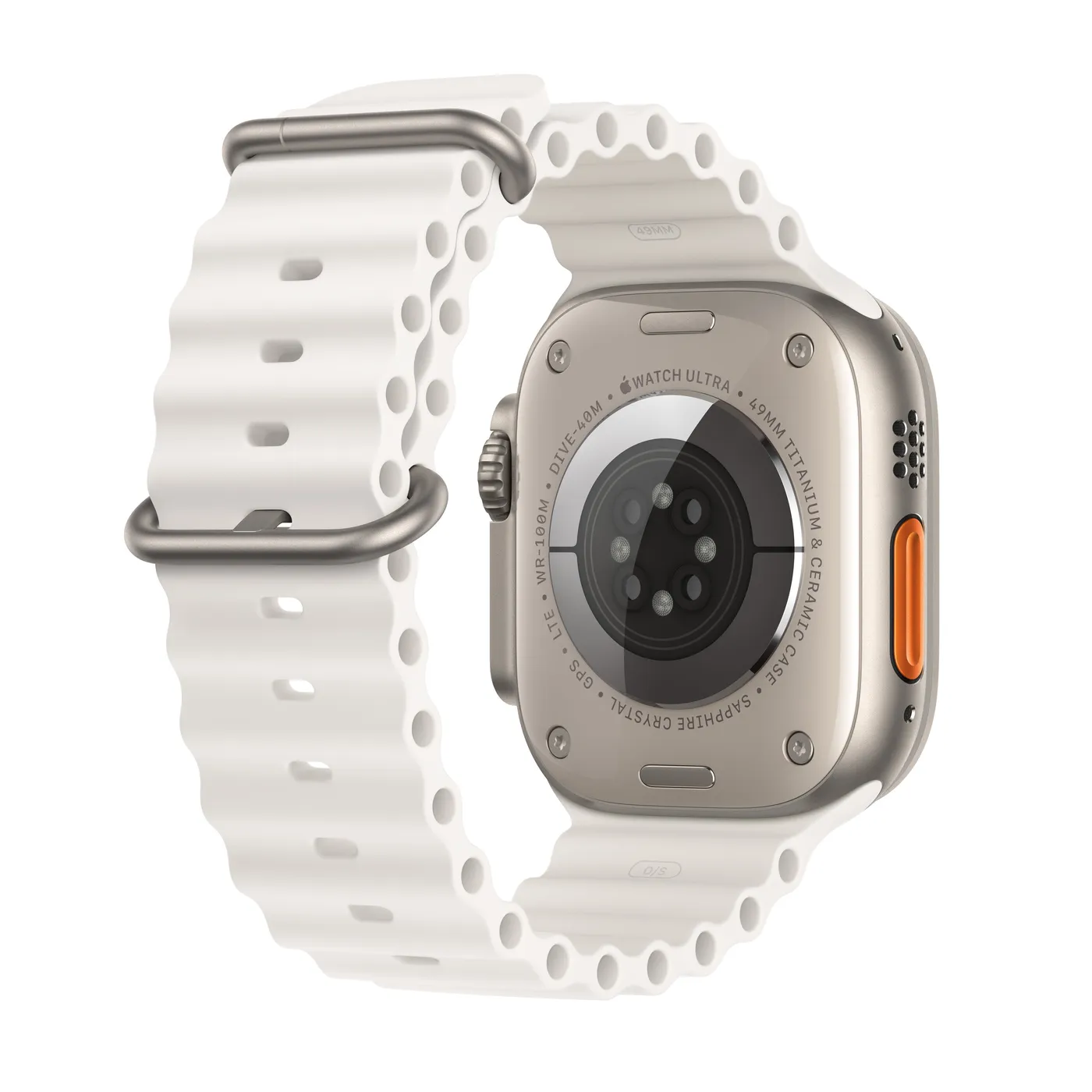 Apple Watch Ultra 2 GPS + Cellular 49mm - kućište od titana s bijelom Ocean Bandom — Apple Watch Ultra 2 GPS + Cellular 49mm - kućište od titana s bijelom Ocean Bandom