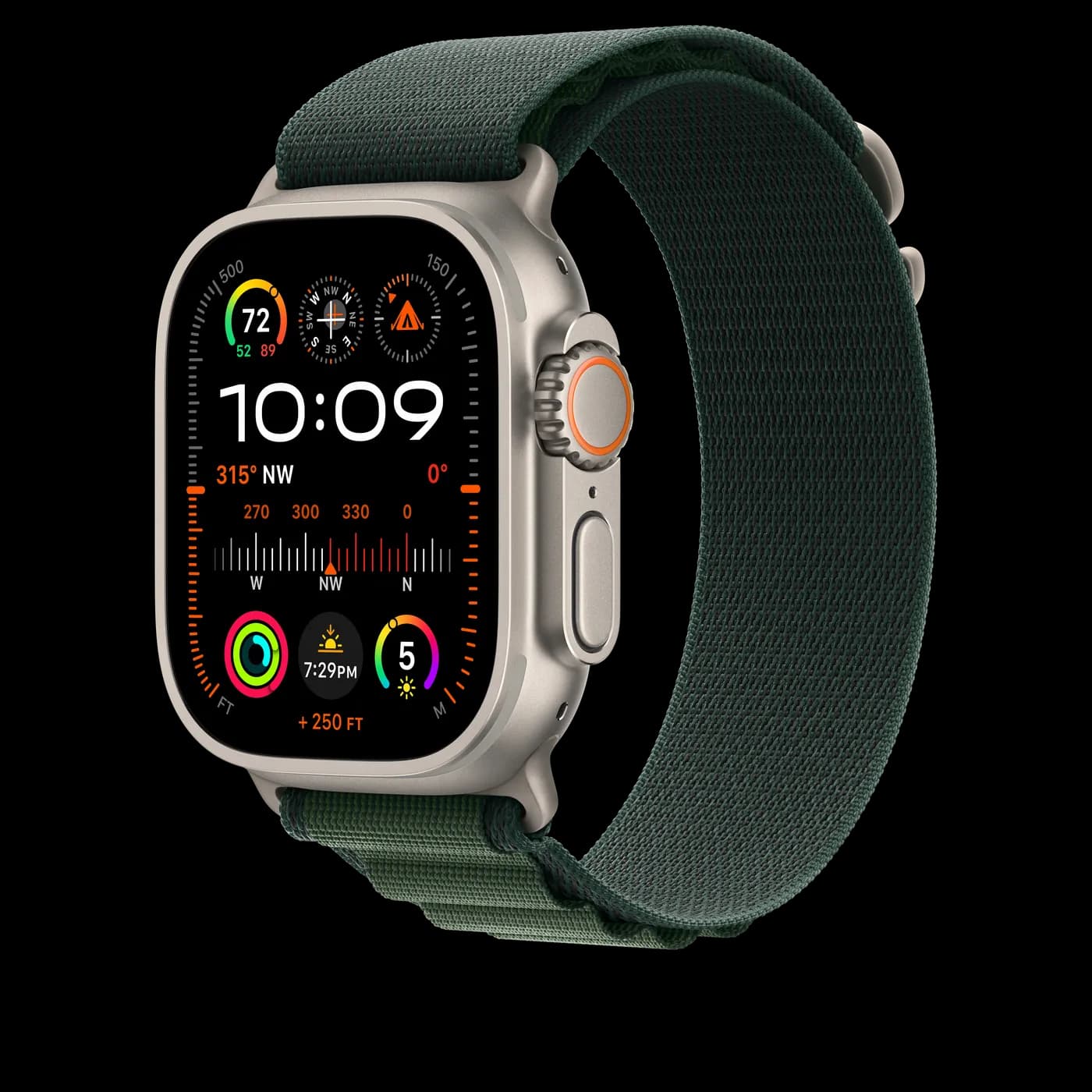 2024 Apple Watch Alpine Loop — Vert foncé · Petit · Naturel