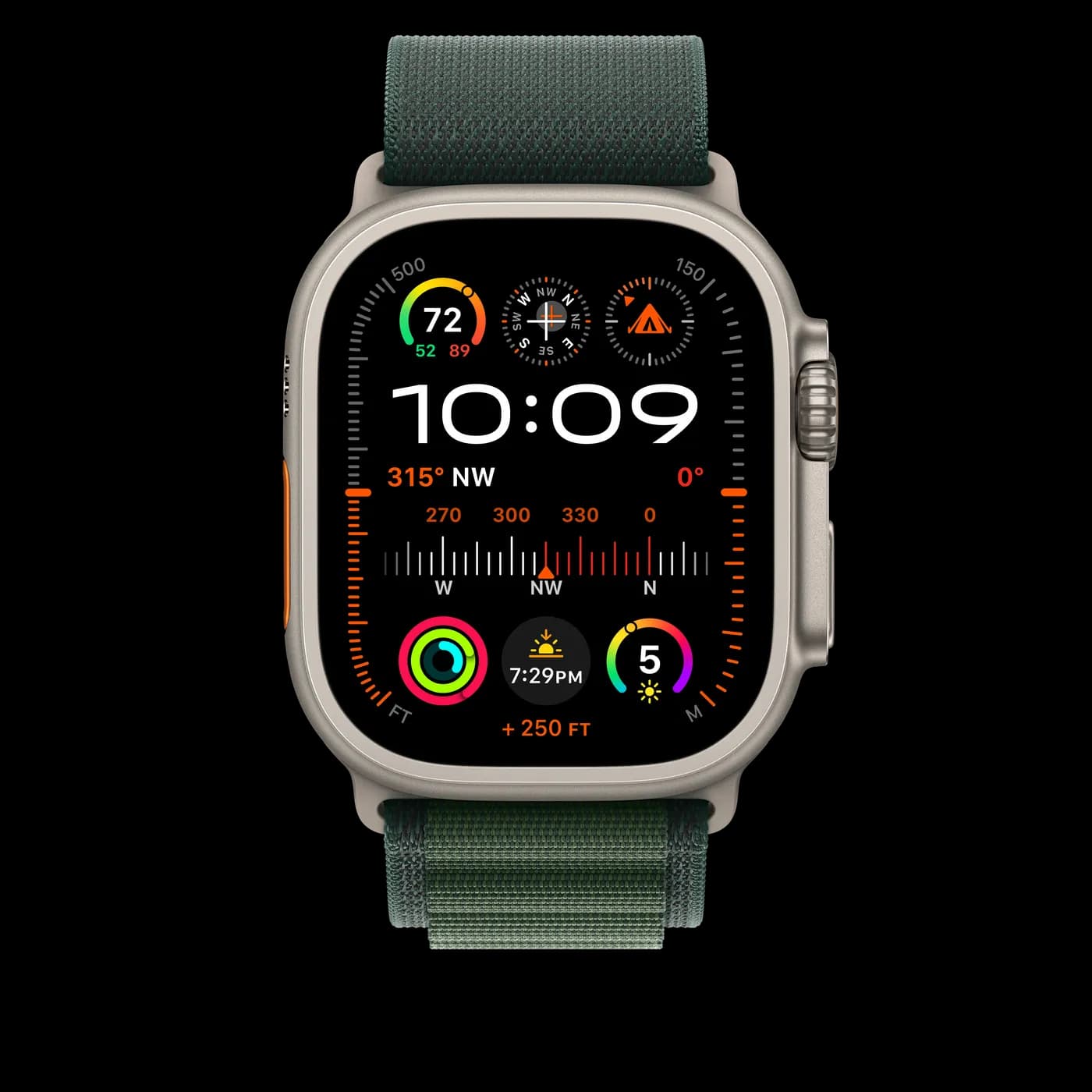 2024 Apple Watch Alpine Loop — Vert foncé · Petit · Naturel