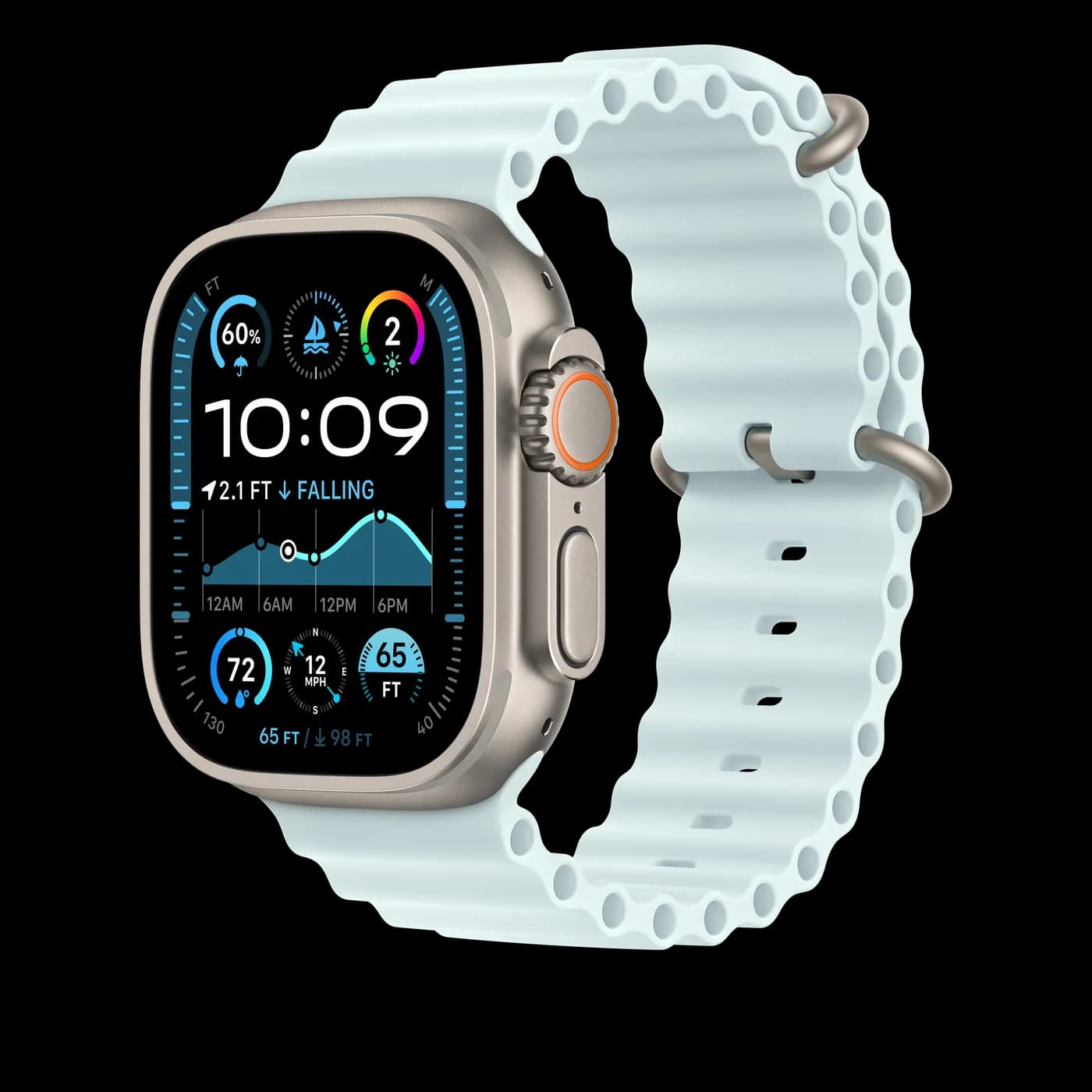 2024 Apple Watch Ocean Band Extension — Bleu glacier · Naturel
