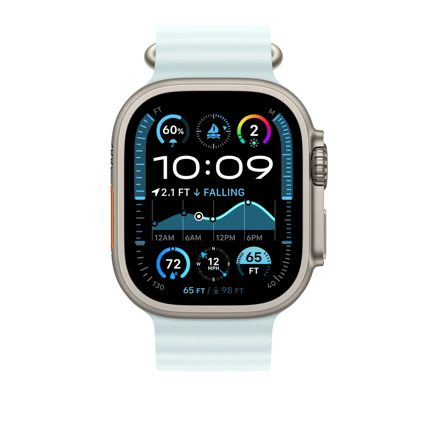 2024 Apple Watch Ocean Band Extension — Bleu glacier · Naturel