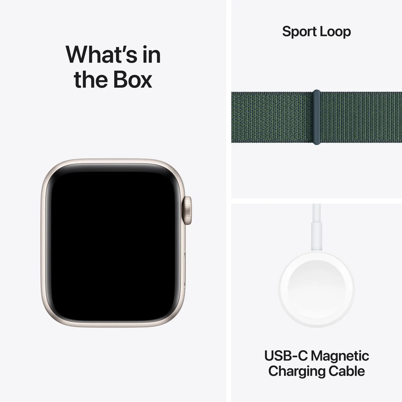 2024 Apple Watch SE Sport Loop 2nd generation — Lumière stellaire · Vert lac · 44mm