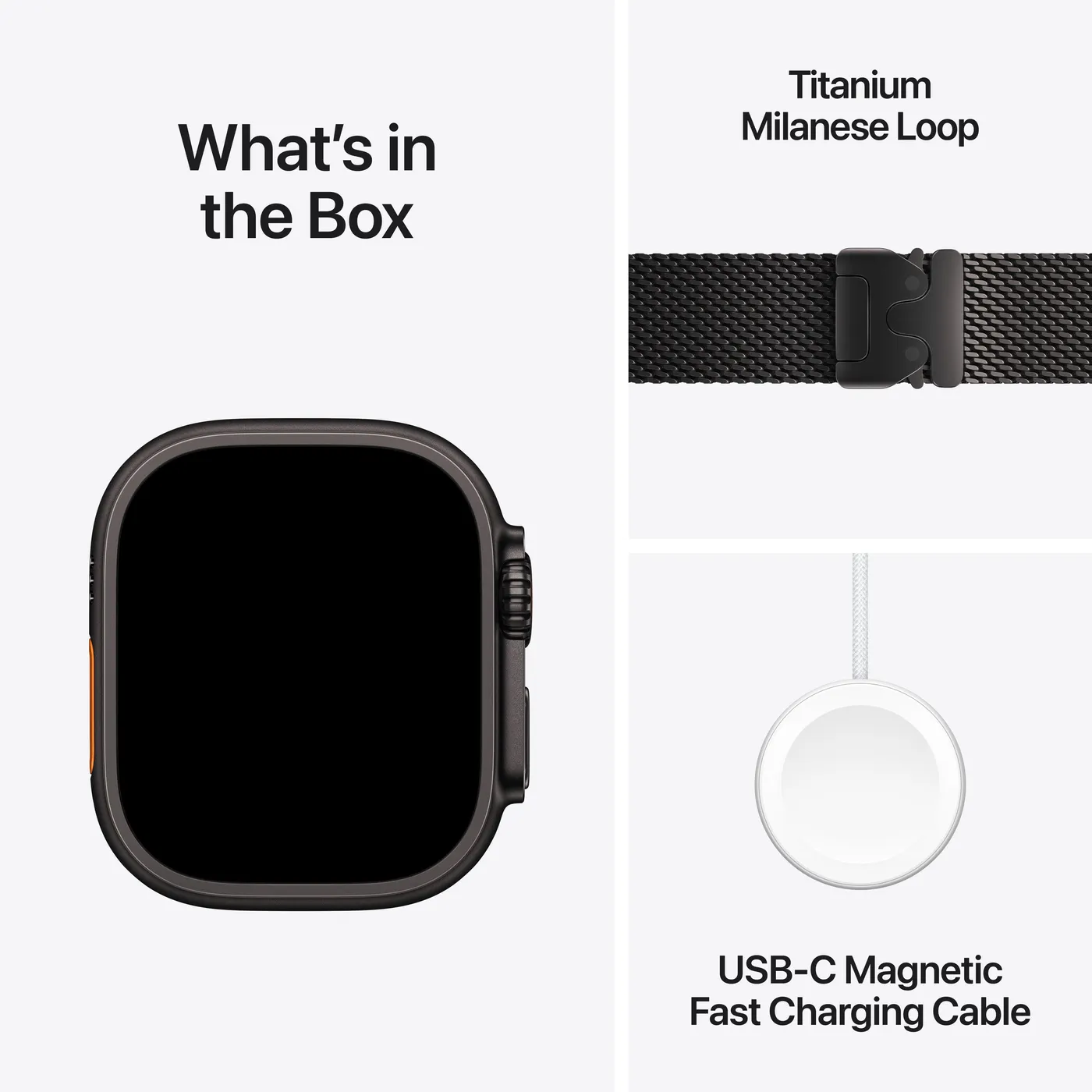 Apple Watch Ultra 3 GPS + Cellular 49 mm kućište od crnog titanija s Milanese Loop-om od crnog titanija - Large — Apple Watch Ultra 3 GPS + Cellular 49 mm kućište od crnog titanija s Milanese Loop-om od crnog titanija - Large