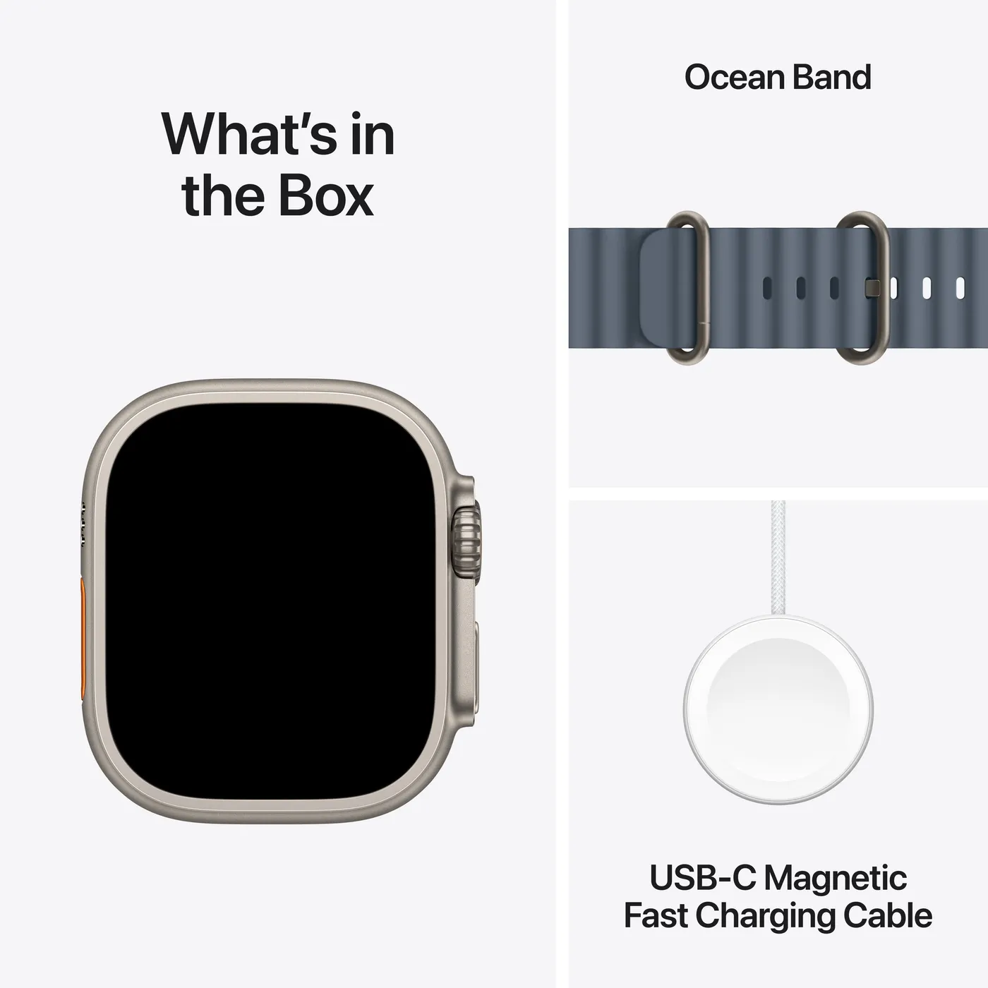 Apple Watch Ultra 3 GPS + Cellular 49 mm kućište od prirodnog titanija s siderno plavim Ocean Band-om — Apple Watch Ultra 3 GPS + Cellular 49 mm kućište od prirodnog titanija s siderno plavim Ocean Band-om