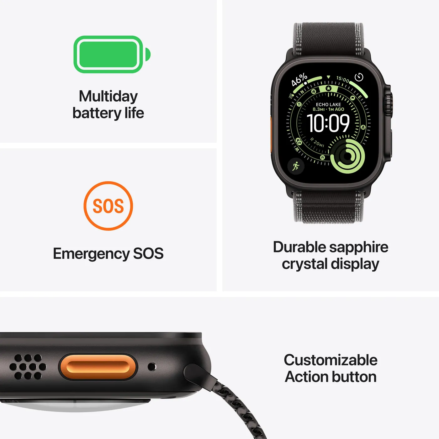Apple Watch Ultra 3 GPS + Cellular 49 mm kućište od prirodnog titanija s Trail Loop-om plave/svijetlo plave boje - M/L — Apple Watch Ultra 3 GPS + Cellular 49 mm kućište od prirodnog titanija s Trail Loop-om plave/svijetlo plave boje - M/L