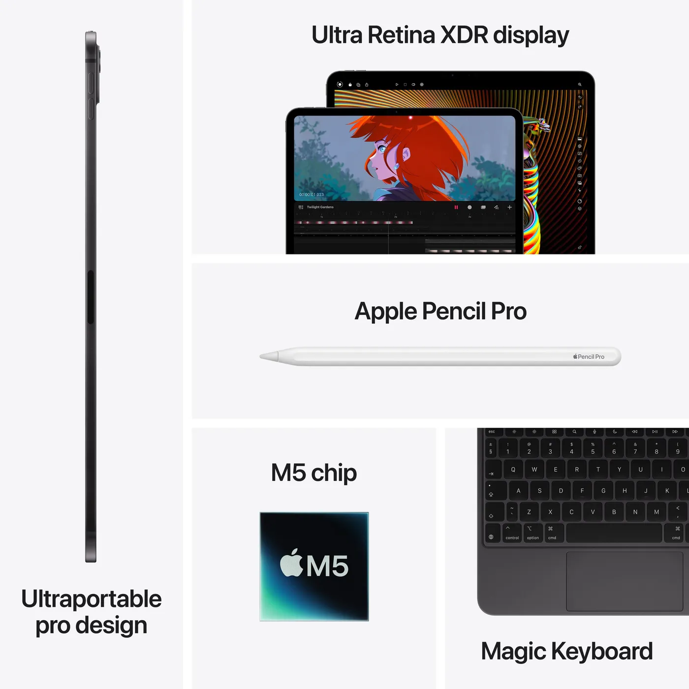 13-inch iPad Pro M5 — Noir sidéral · 256 Go · Wi-Fi · Verre standard