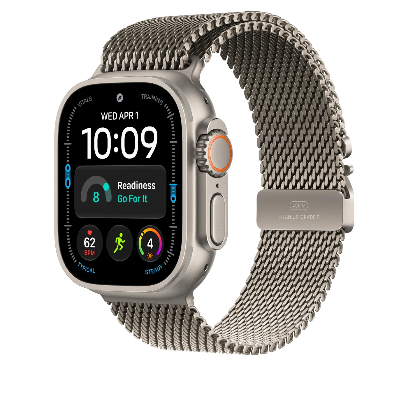 49mm Natural Titanium Milanese Loop - Medium — 49mm Natural Titanium Milanese Loop - Medium