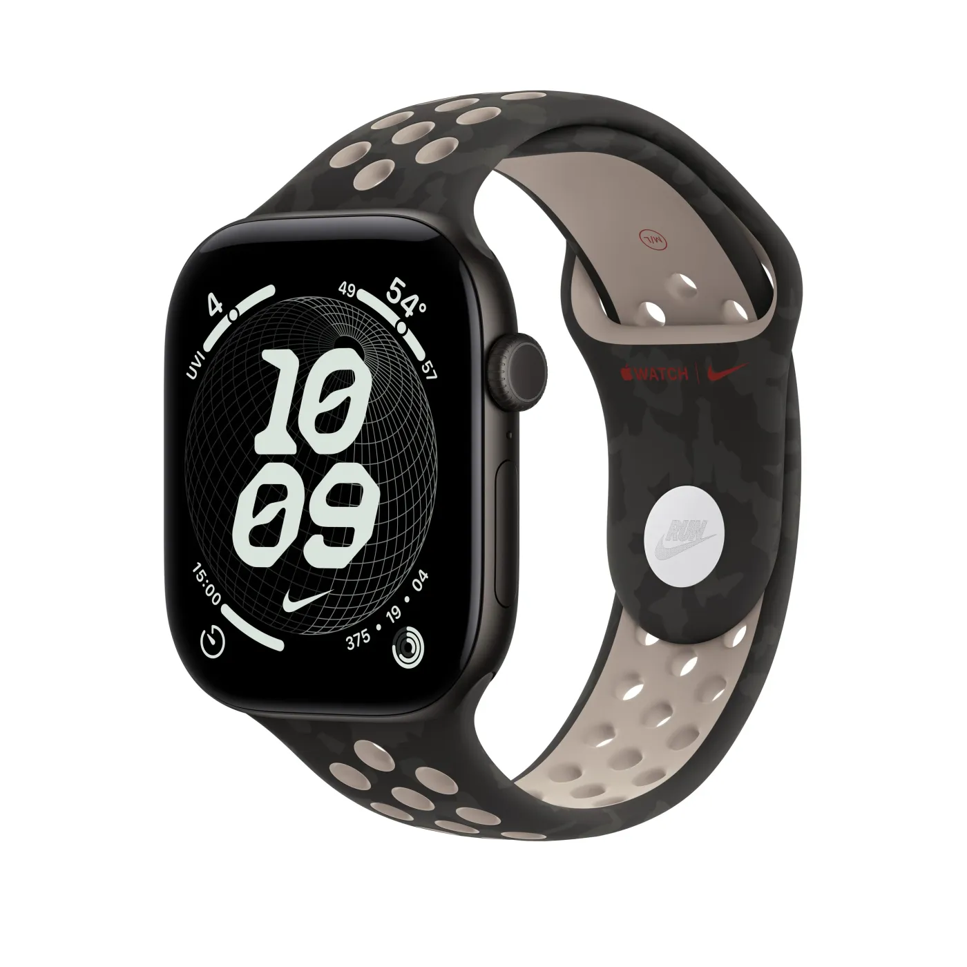 46mm After Dark Black Nike Sport Band - M/L — 46mm After Dark Black Nike Sport Band - M/L