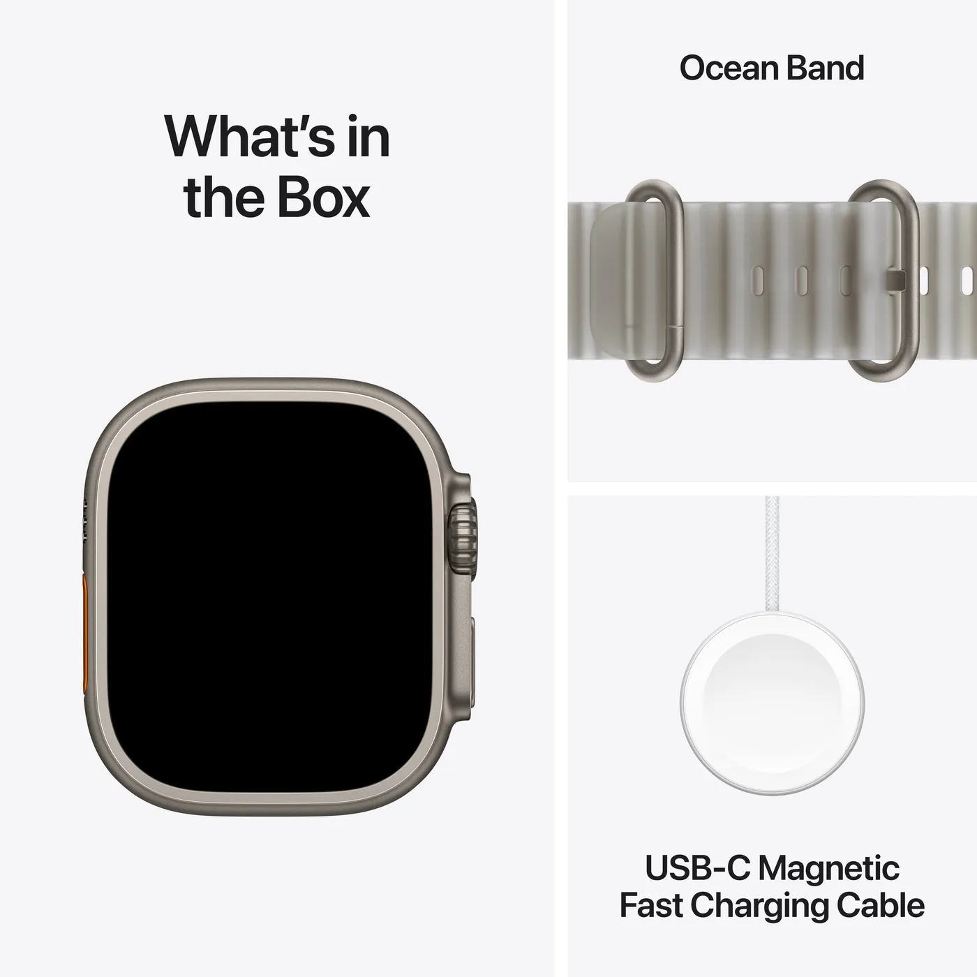 Apple Watch Ultra 4 Ocean Band — Naturel · Gris translucide