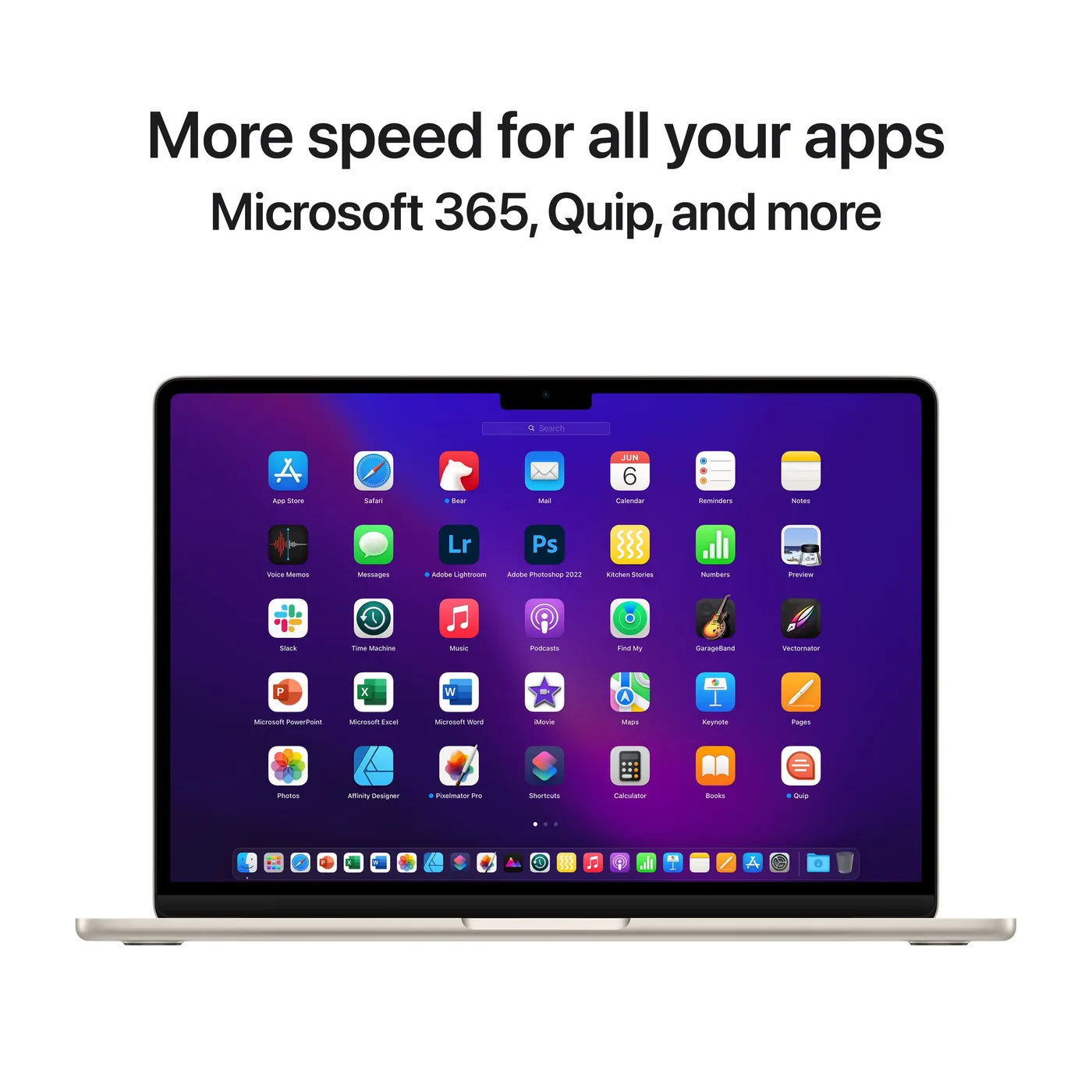 13-inčni MacBook Air — Lumière stellaire · Puce Apple M2, CPU 8 cœurs et GPU 8 cœurs · 16 Go · 256 Go
