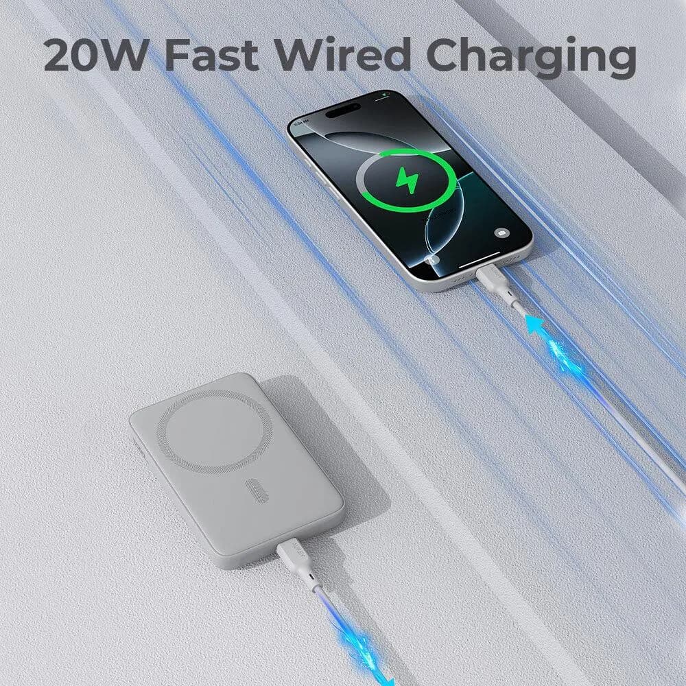 AUKEY 5000 mAh MagSafe Power Bank - Frost White — AUKEY 5000 mAh MagSafe Power Bank - Frost White