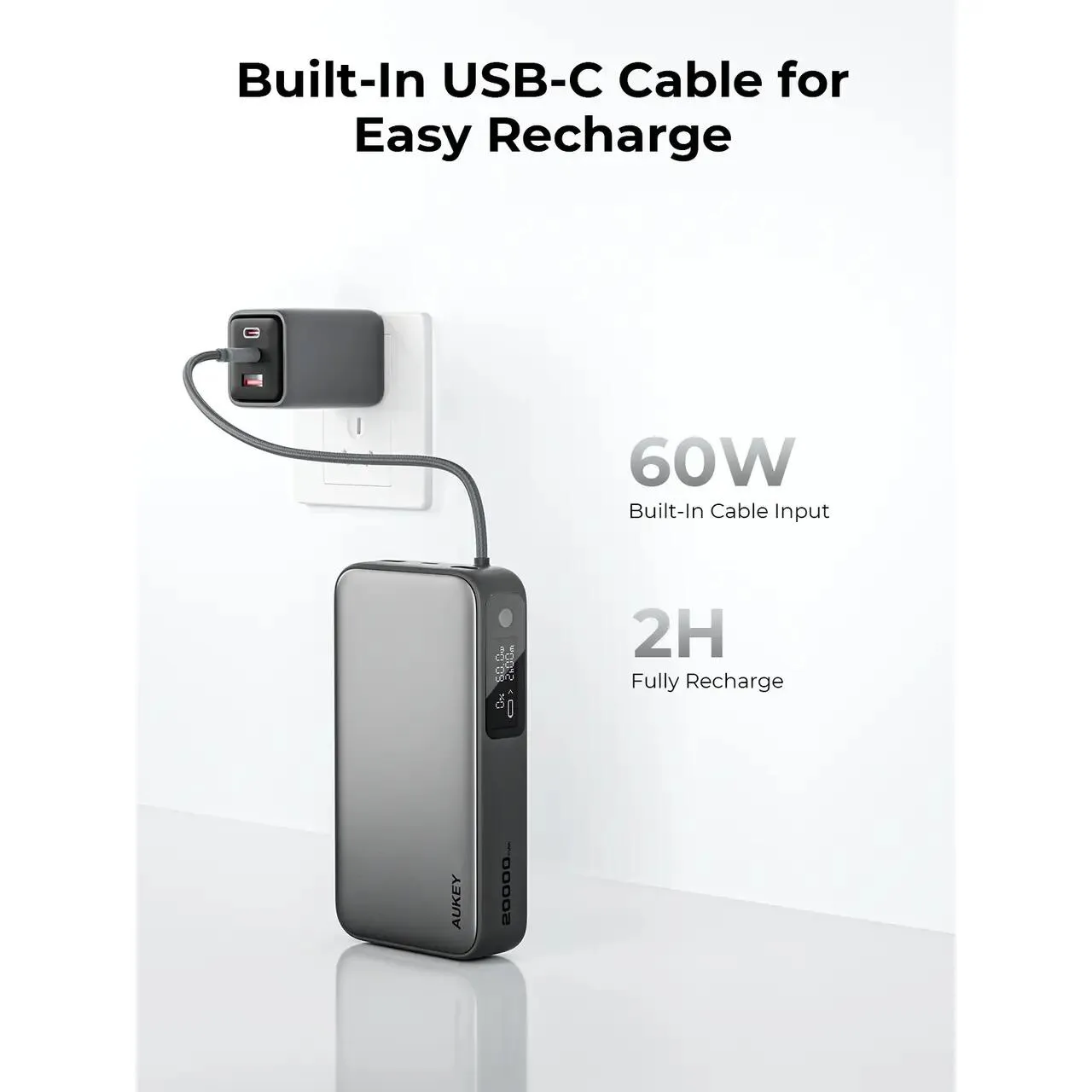 AUKEY Spark Sling 20000 Compact Fast Charging Power Bank s ugrađenim USB-C kabelom — AUKEY Spark Sling 20000 Compact Fast Charging Power Bank s ugrađenim USB-C kabelom