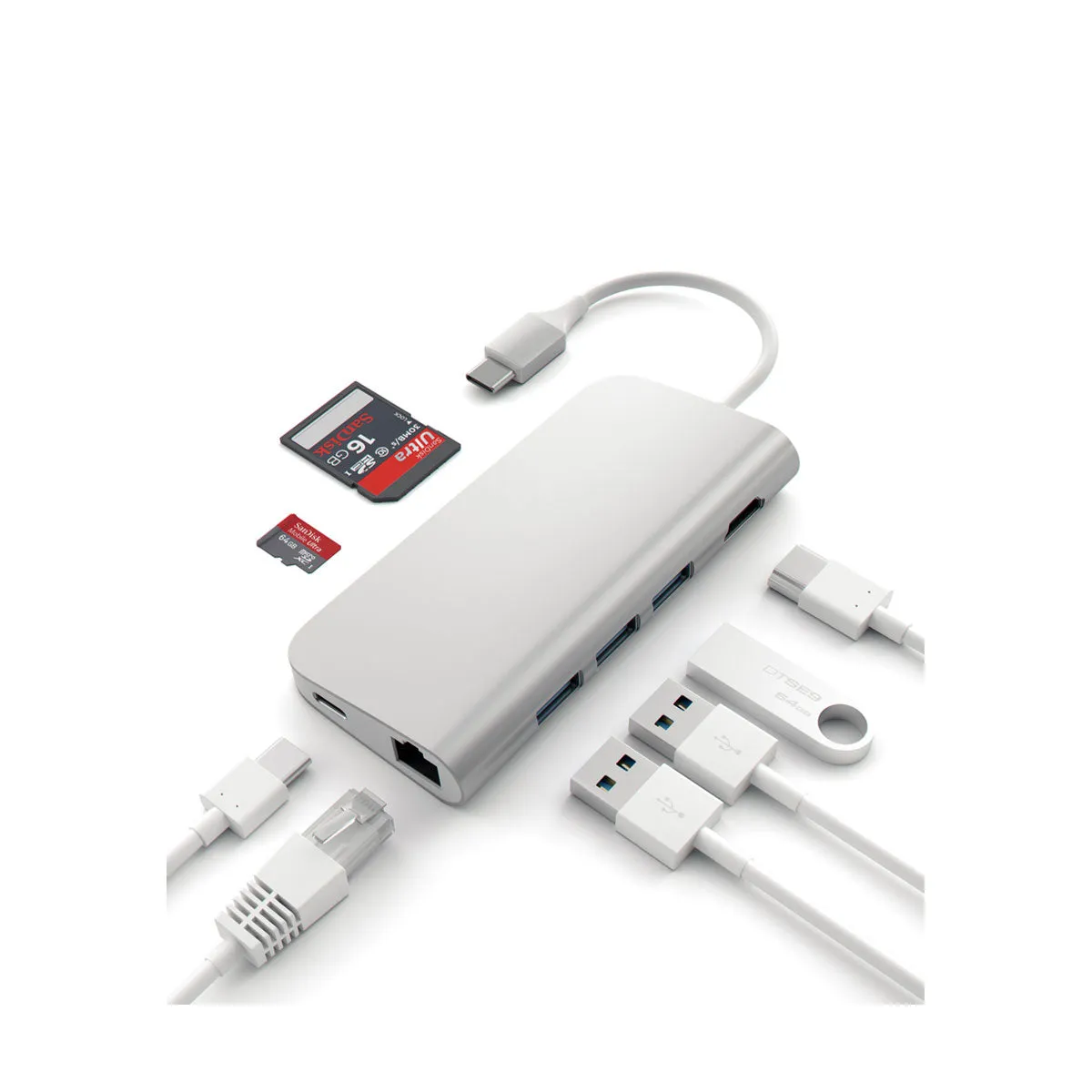Satechi Type-C Multi-Port 4K Adapter - srebrna — Satechi Type-C Multi-Port 4K Adapter - srebrna