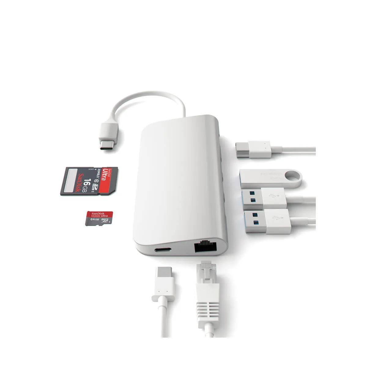 Satechi Type-C Multi-Port 4K Adapter - srebrna — Satechi Type-C Multi-Port 4K Adapter - srebrna