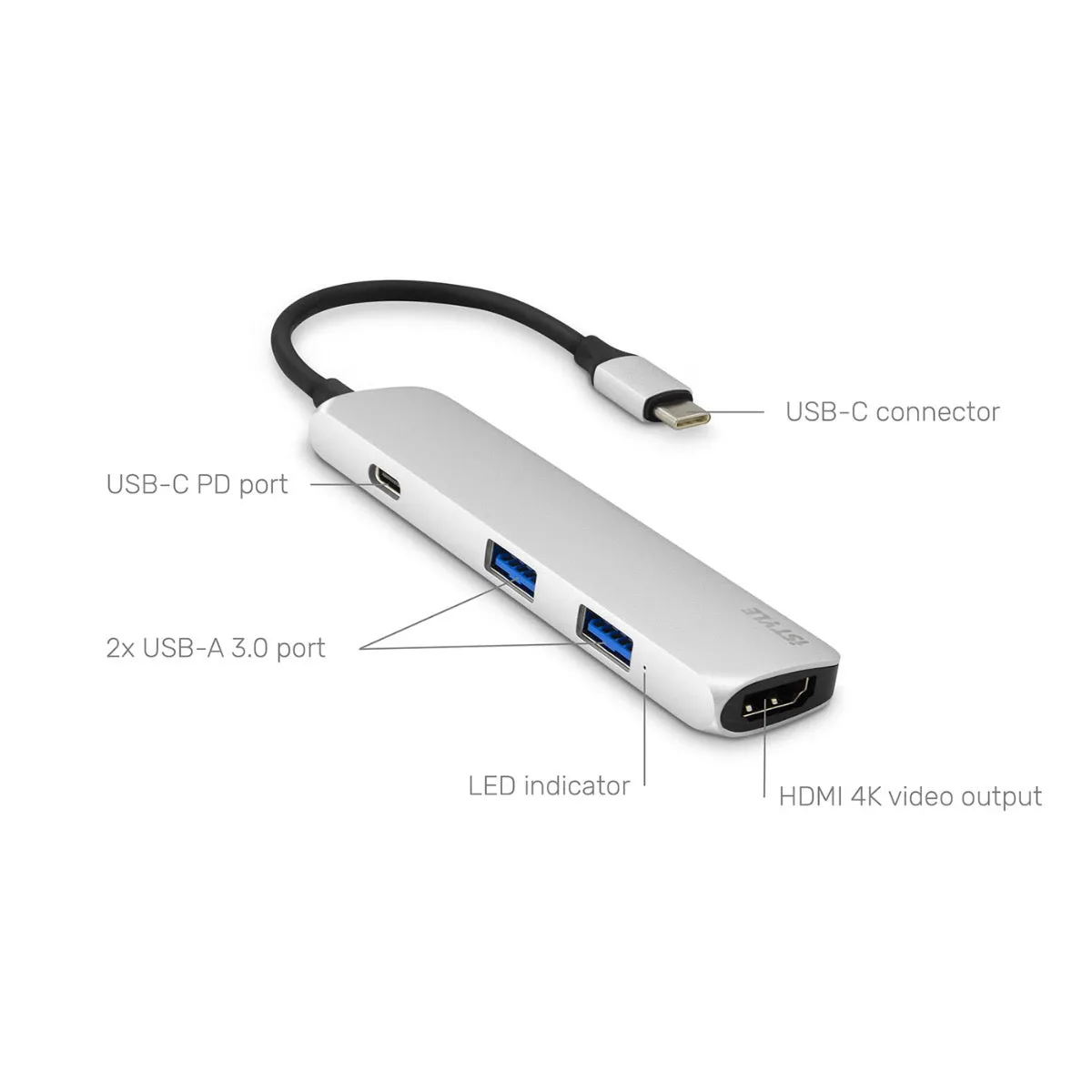 iSTYLE USB Type-C HUB 4K HDMI - srebrna/crna — iSTYLE USB Type-C HUB 4K HDMI - srebrna/crna