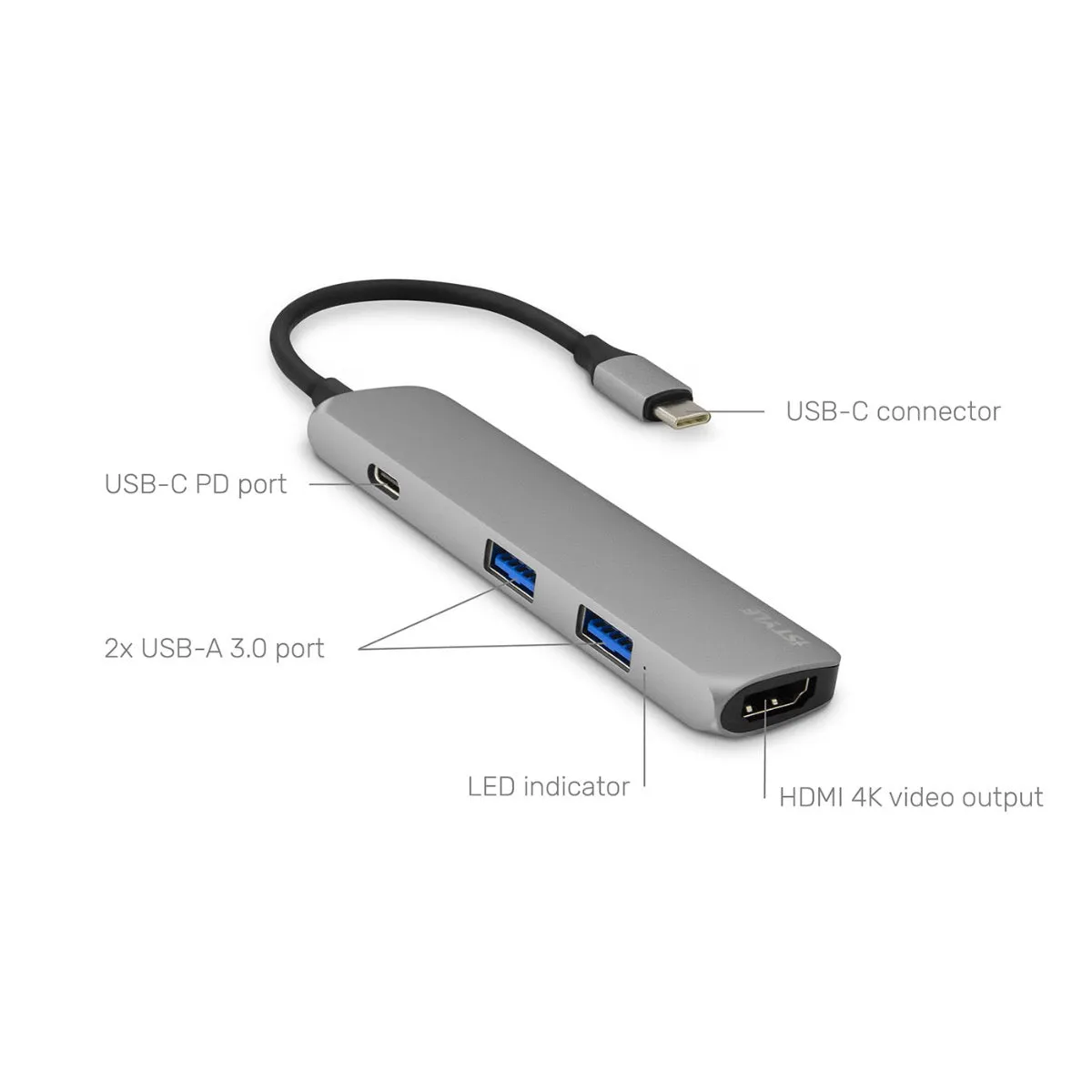 iSTYLE USB Type-C HUB 4K HDMI - svemirski siva/crna — iSTYLE USB Type-C HUB 4K HDMI - svemirski siva/crna