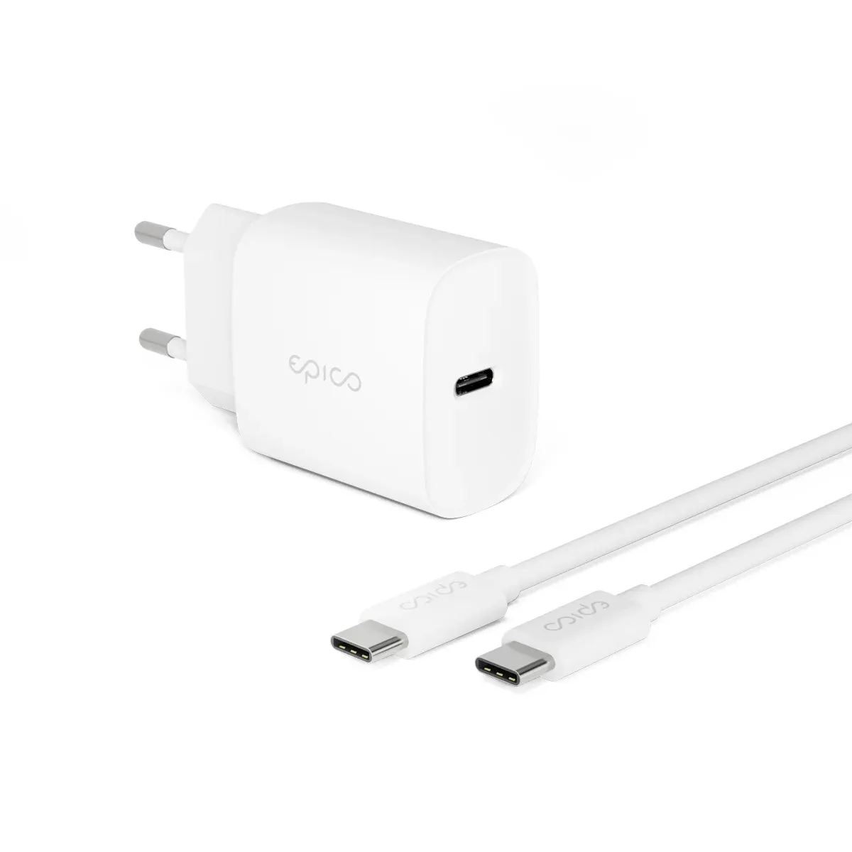 EPICO 20 W PD Charger Bundle sa USB-C na USB-C kabelom 1.2m — EPICO 20 W PD Charger Bundle sa USB-C na USB-C kabelom 1.2m