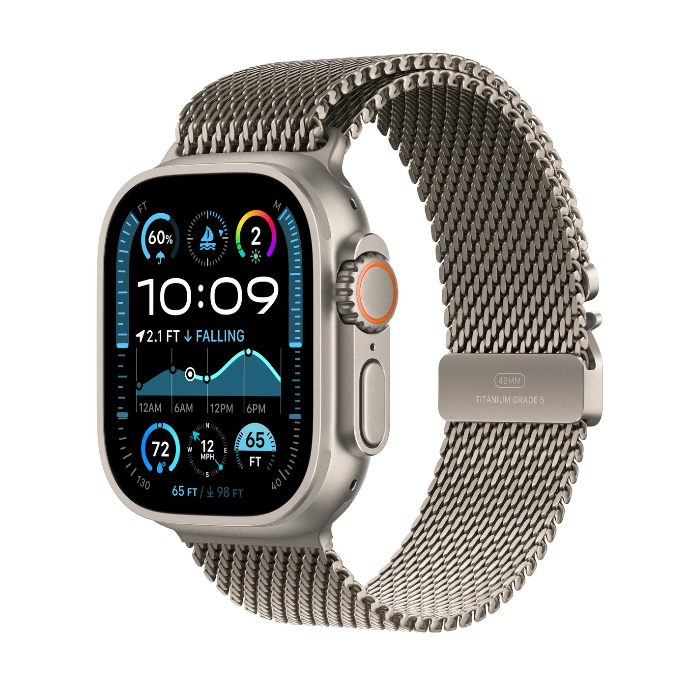 2024 Apple Watch Ultra 2 Milanese Loop — Titane naturel · Naturel · Petit