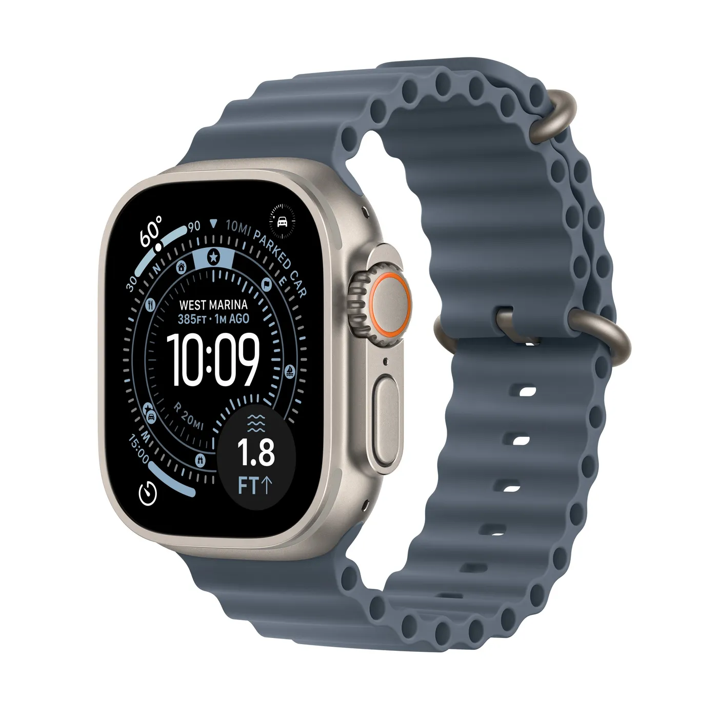 Apple Watch Ultra 3 GPS + Cellular 49 mm kućište od prirodnog titanija s siderno plavim Ocean Band-om — Apple Watch Ultra 3 GPS + Cellular 49 mm kućište od prirodnog titanija s siderno plavim Ocean Band-om