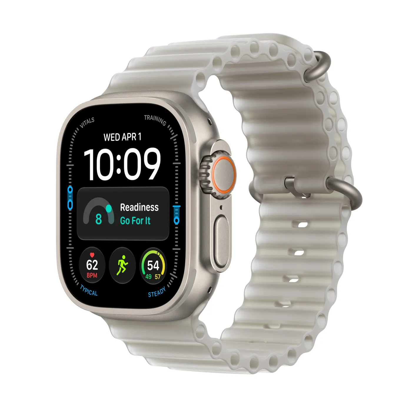Apple Watch Ultra 4 Ocean Band — Naturel · Gris translucide