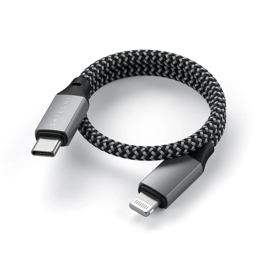 Satechi USB-C to Lightning kabel (25 cm) - svemirski siva — Satechi USB-C to Lightning kabel (25 cm) - svemirski siva